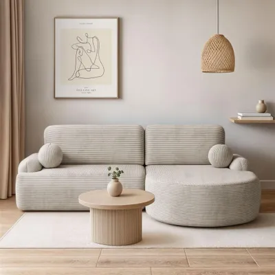 Produktbild von Runder Ecksofa CLEO II mit Schlafunktion rechts - Poso 100
