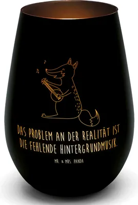 Produktbild von Mr. & Mrs. Panda Glas Windlicht Fuchs Gitarre - Schwarz - Geschenk, Laterne, Musik, kerzenhalter für teelichter, Optimistisch, Sängerin, Singen, Outdoor, Lagerfeuer