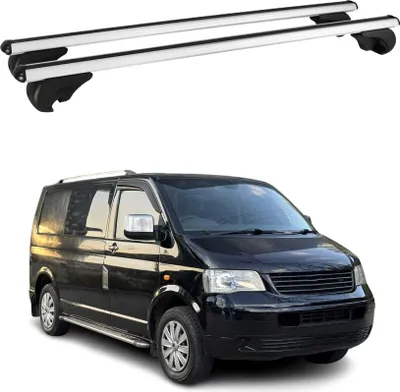 Image de Barres de toit Transversales pour VW Multivan T5 T6 Transporter Aluminium Argent