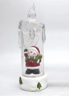 Productafbeelding van LED kaars met 4 leds - zwaaiende kerstpop - 19 x 6 cm