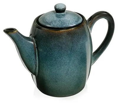 Produktbild von Handgefertigte Teekanne Darwin aus Steingut, 1,3 Liter, 18x24 cm, Vintagelook, mikrowellen- und spülmaschinengeeignet