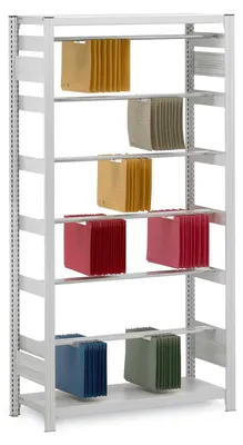 Produktbild von PROREGAL Pendelhefter-Regal einseitig Stecksystem MAGNUS Germany | HxBxT 300x100x40cm | 9 Ebenen | Fachlast 40kg | Zippel | Verzinkt