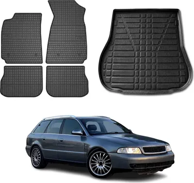 Obrázek produktu pro Sada podlahových rohoží a vložek do kufru pro Audi A4 B5 Avant 1994-2001 gumové černé 5x