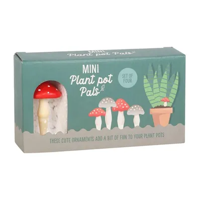 Produktbild von Set mit 4 Mini-Pilz-Dekorationen für Blumentöpfe,