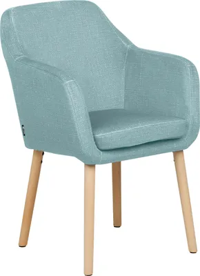 Produktbild von BELIANI Esszimmerstuhl Hellblau Samt mit Hellen Holzbeinen Hohen Armlehnen Retro-Design Wohnzimmer Wohnküche Esszimmer Ausstattung Sitzmöbel
