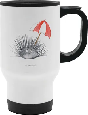 Produktbild von Mr. & Mrs. Panda thermosbecher Seeigel - Weiß - Geschenk, Selbstakzeptanz, Meerestiere, To Go Becher, Lebe, Achtsamkeit, Kaffee-Thermobecher, Thermobecher, Leben