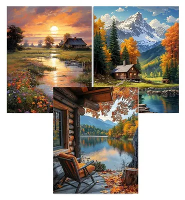 Produktbild von 5D Diamond Painting Landschaft Mosaik Bastelset 3 Stück 30x40cm