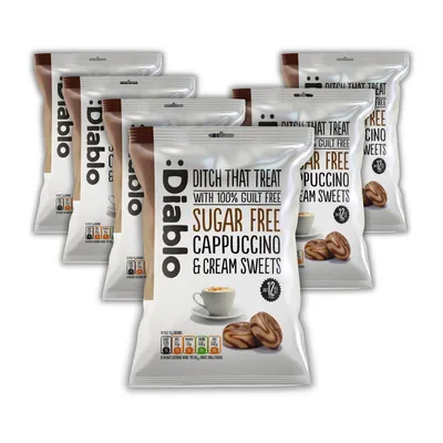 Produktbild von Diablo Cappuccino-Bonbons zuckerfrei 75 g, Kaffee-Sahnebonbons, pack of 6