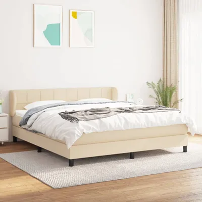 Produktbild von The Living Store Boxspringbett mit Matratze Creme 160x200 cm Stoff