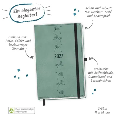 Zdjęcie produktu dla TRÖTSCH – kalendarz kieszonkowy A6 Soft Touch Premium w kolorze akwamaryny 2027