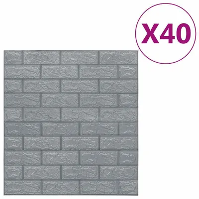 Immagine prodotto di vidaXL Carta da parati 3D Brick Autoadesiva 40 Pz. Antracite