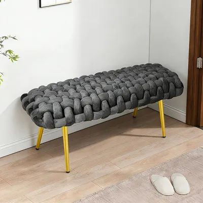 Obrázok produktu pre Sedacia lavica Velvet, sivá, 110x46x46 cm, s kovovými nohami