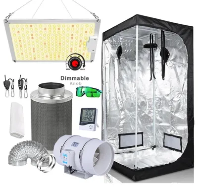Obrázok produktu pre Growbox – hydroponický systém pestovania – kompletná súprava – LED osvetlenie pre rastliny – vysoká hodnota PPFD – 100 × 100 × 200 cm