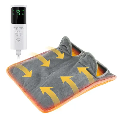 Produktbild von Fußwärmer elektrisch Heizmatte grau, 1–9 Temperaturstufen, 4 Timer, 75W, abnehmbar und waschbar, LCD Display, EU Stecker