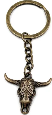Produktbild von Onwomania Schlüsselanhänger - "Büffel Stier Hörner" - Metall Glücksbringer ideal als Geschenk z.B. für den besten Freund, die beste Freundin, Mama