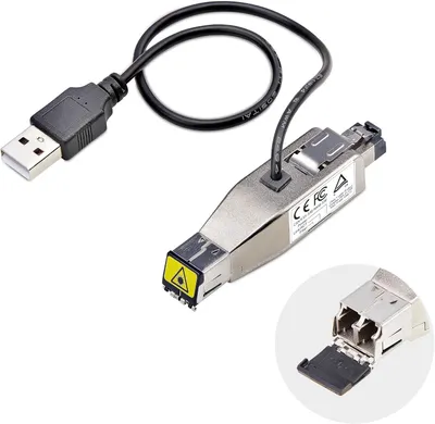Immagine prodotto di Convertitore di media da fibra ottica Gigabit a Ethernet RJ45, con alimentazione USB. Supporta fibra monomodale (10 km) e multimodale (800 m)