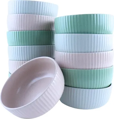 Produktbild von "OTIX Suppenschalen ohne Griff 12 Stück Schüssel Frühstücksschüssel 500ML 15cm Steingut AURORA"