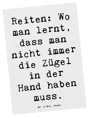 Produktbild von Mr. & Mrs. Panda Postkarte Spruch Reiten Freiheit - Weiß - Geschenk, Postkarten, Lebensweise, Fotokarte, Sport, Teamsport, Pferd, Sportart, Sportler Geschenke, Reiter