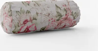 Produktbild von SCHÖNER LEBEN. Kissenhülle Pfingstrosen Blüten Ornamente creme rosa Größe 15x40cm (ØxB) Nackenrolle 15x40cm (ØxB) Nackenrolle Größe