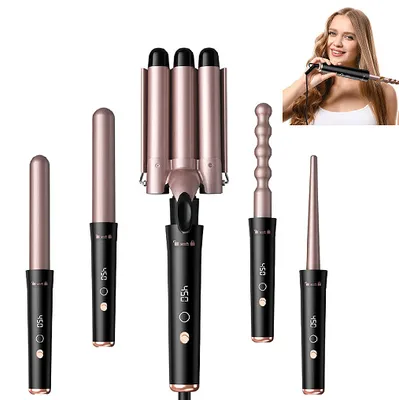 Produktbild von Lockenstab 5-in-1-Bürste, 4 Temperaturstufen, LCD-Display, 360° drehbar