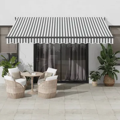 Produktbild von BEI CLORIS Markise Einziehbar Anthrazit und Weiß 4x3 m Stoff und Aluminium Markisen 2025 Neu60489