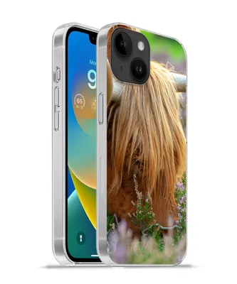 Produktbild von MuchoWow® Handyhülle Schutzhülle Hülle für Apple iPhone 14 - Softcase Schottischer Hochländer - Hörner - Heidekraut Silikon Softcase Handy Hülle - Mobiltelefonhülle