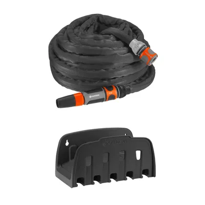 Produktbild von Gardena Textilschlauch Liano™ 15 M - Set mit Wandschlauchhalter 18426-32