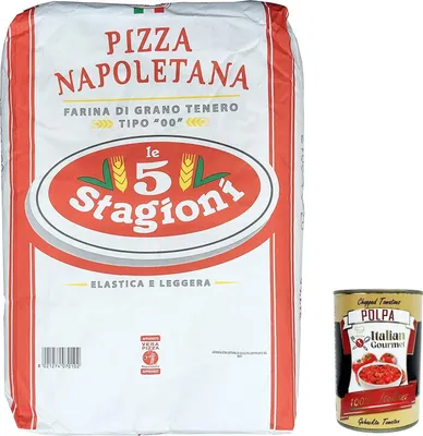 Produktbild von Pizza Mehl Le 5 Stagioni Napoletana 10 kg Sack - Weizenmehl Typ 00, Farina di grano tenero tipo "00" Italien + Italian Gourmet polpa 400g