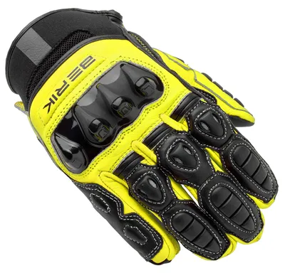 Image de Gants de moto pour femmes Berik Bofur, noir/jaune néon, taille L