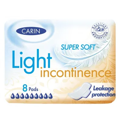 Zdjęcie produktu dla Carin Light Incontinence wkładki na nietrzymanie moczu Super Soft 8szt