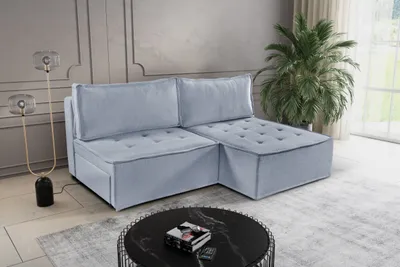 Produktbild von Kaiser Möbel Bohoo Mini modernes Ecksofa mit Schlaffunktion Hellgrau Rechts