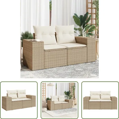 Immagine prodotto di The Living Store Divano da giardino con cuscini a 2 posti in Poly Rattan beige