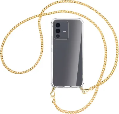 Produktbild von Handykette Backcover-Schutzhülle mit Band (Metall goldfarben) für vivo V23 5G (V2130) / S12 (V2162A) - goldfarbene Kette