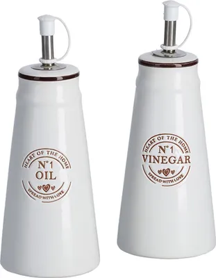 Produktbild von Zeller Öl-/Essig-Servierset, Keramik, 7,5x19,3 cm, 260 ml, weiß