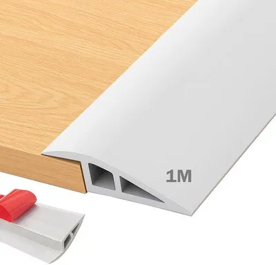 Produktbild von Selbstklebendes Übergangsprofil, PVC-Übergangsprofil, 1M x 5CM, Übergangsstrip für Höhenunterschiede 10MM, vloer Übergangsrail, selbstklebendes Übergangsprofil für Laminaat (Weiß)