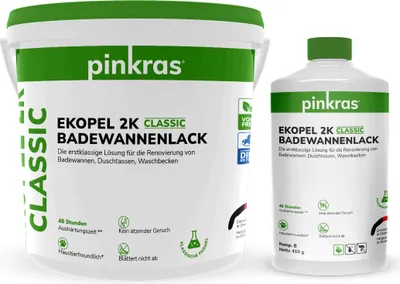 Produktbild von EKOPEL® 2K-CLASSIC SET Badewannenlack. Mit Reiniger. Geruchlos. Dickschicht. Auftragen in einer Schicht. Es blättert nicht ab.