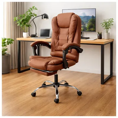 Produktbild von Chefsessel mit Fußstütze Kunstleder Braun