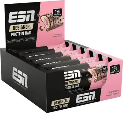 Produktbild von ESN Designer Protein Bar- 12x 45g Strawberry Yoghurt