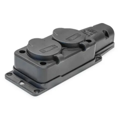 Imagen del producto de Prolongador con derivador de goma, 2 enchufes, IP44, 16A, marca F-elektro, modelo F6.0371
