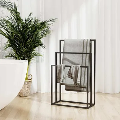 Obrázek produktu pro vidaXL Věšák na ručníky černý 48x24x79 cm Žehlička