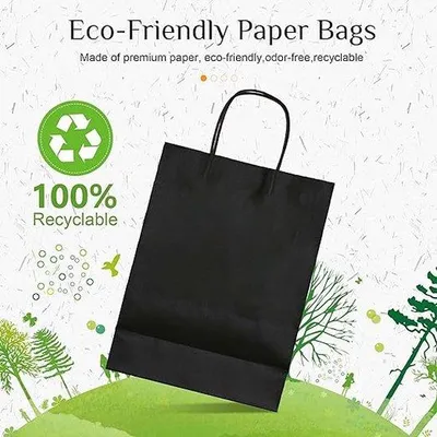 Productafbeelding van Famanu papieren tasjes, kraftpapier - 100 stuks, met handgrepen