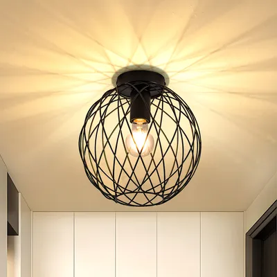 Produktbild von ZMH Deckenlampe Schwarz Esszimmerlampe Vintage - Deckenleuchte Flur 1 Flammig E27 Industrial Lampen Metall Kaefig Gitter Deckenstrahler Retro