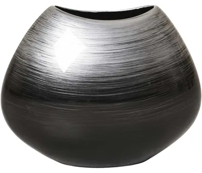 Produktbild von VIVANNO Bodenvase Fiberglas CAZU Rund, Spiralschwarz hochglanz - 27x15x21 cm