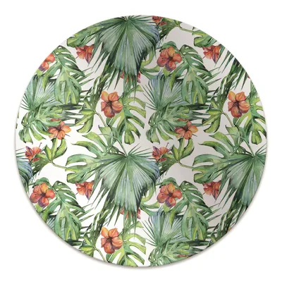 Produktbild von Rundmatte - Stuhlunterlage Bürostuhlunterlage - Rund Ø 100 cm - Bodenmatte - Fußmatte - Hawaiische Blätter