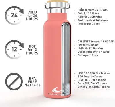 Imagen del producto de DAIKOKU: Botella, termo de acero inoxidable de doble pared, termo que