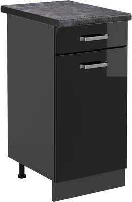 Produktbild von Küchenunterschrank Vicco R-Line Schwarz Hochglanz 40 cm , AP Anthrazit, Model 46721