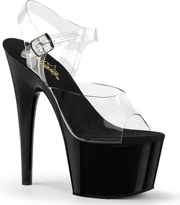 Produktbild von ADORE-708 Damen Sandale von Pleaser, Transparent Schwarz , EU 39, US 9