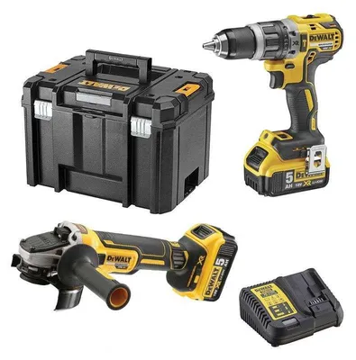 Image de Pack 2 outils 18V DEWALT DCK2080P2T-QW : perceuse-visseuse DCD796 et meuleuse Ø125mm DCG405