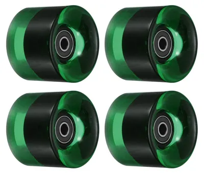 Produktbild von Skateboard Rollen 45x60mm Polyurethan80A mit ABEC Lagern Klargrün Schwarz