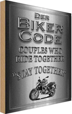 Produktbild von vianmo Holzschild 18x12 cm Motorrad Biker Code stay ride together Auto Garage Werkstatt